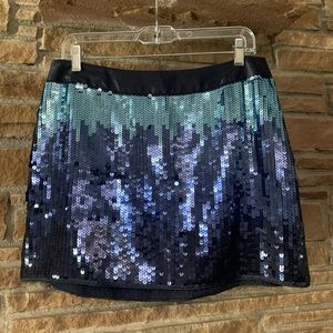 EXPRESS ombre blue sequin skirt